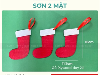 Vớ gỗ Noel treo trang trí Giáng Sinh PKT-X-06
